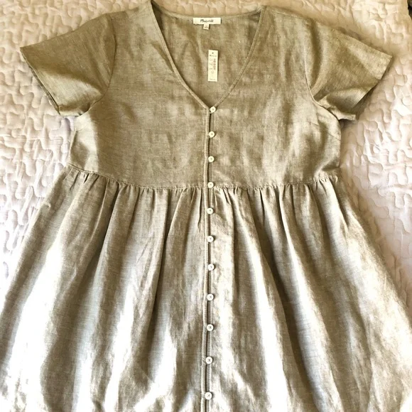 Madewell Linen-Blend Alexandra Button-Front Mini Dress - Picture 4 of 7